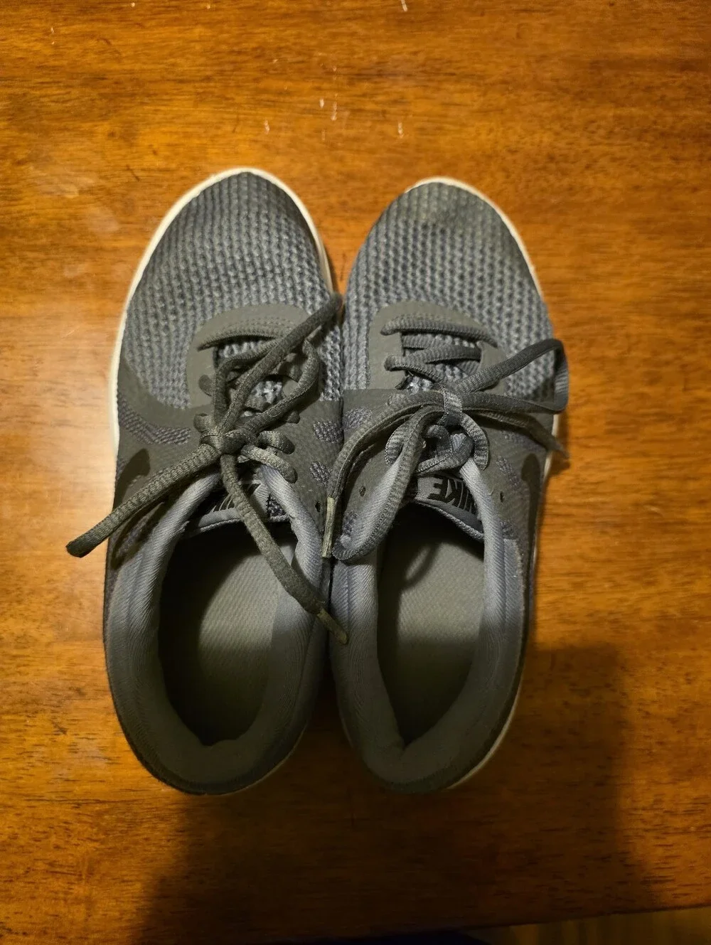 Nike Revolution 4 Dark Gray Knit Athletic Sneakers with White Soles